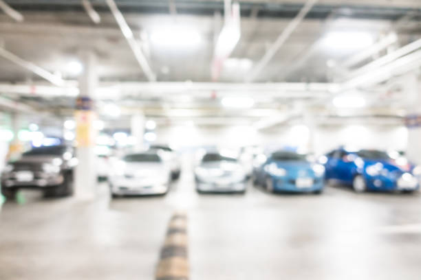 istock Abstract blur of a car park 640182686