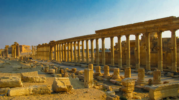 istock Panorama of Palmyra columns and ancient city 640183674