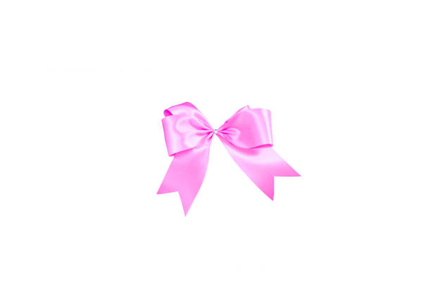 istock pink bows on white background, pink ribbon 640184676