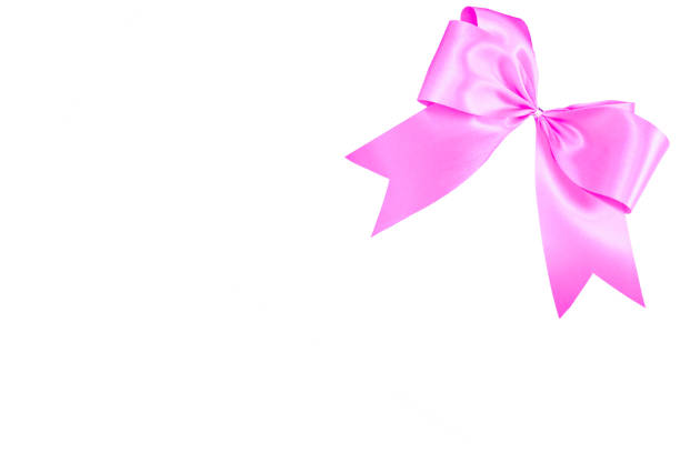 istock pink bows on white background, pink ribbon 640184758