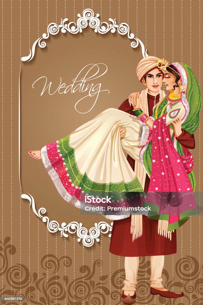 Indian Couple In Wedding Ceremony Of India Stock Illustration - Download  Image Now - Groom - Human Role, Bride, Culture of India - iStock