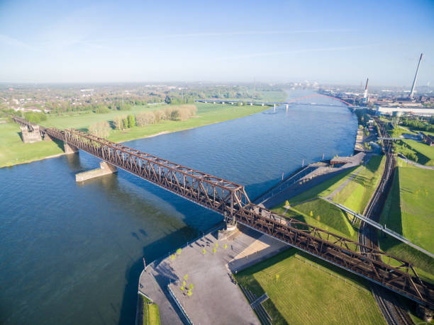 The Railway bridge in Duisburg Hochfeld, aerial
