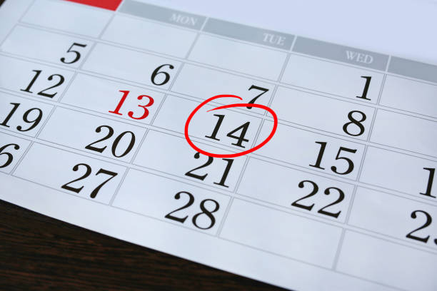 istock Calendar page with a red hand written circle highlight 640189924
