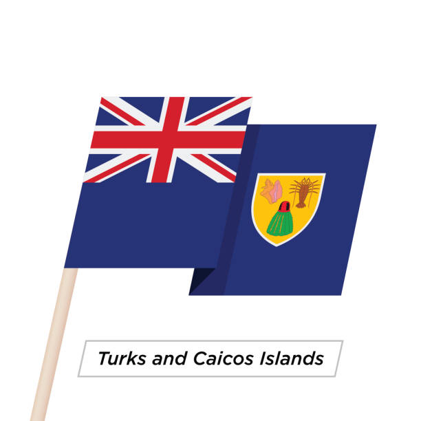 turks i caicos w ribbon macha flagą izolowane na białym - turks and caicos islands caicos islands bahamas island stock illustrations