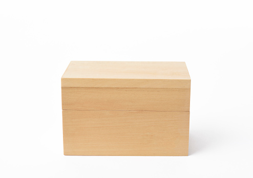 Closed wooden box, isolated on white background with clipping path.