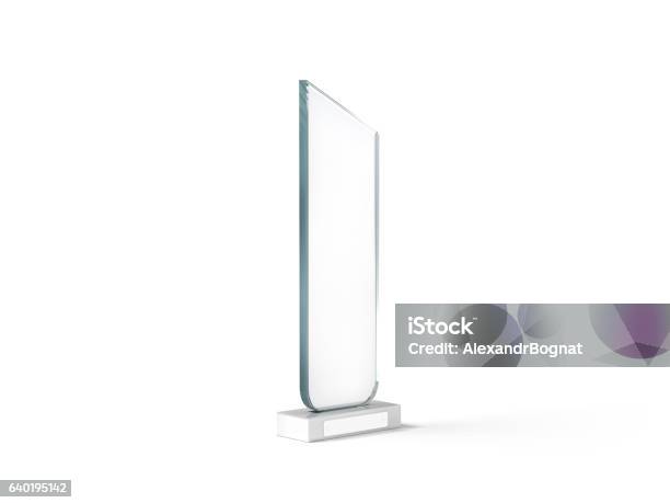 Blank Tall Glass Trophy Mockup 3d Rendering Stock Photo - Download Image Now - Glass - Material, Trophy - Award, Award