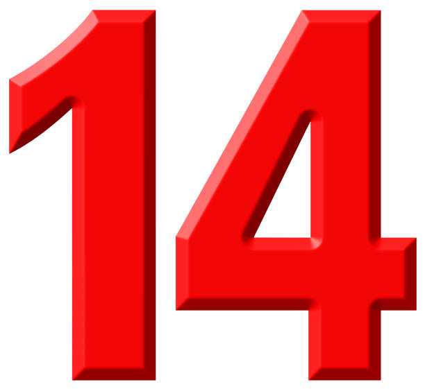 istock Numeral 14, fourteen, isolated on white background, 3d render 640198078