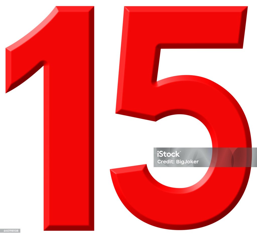 Numeral 15 Fifteen Isolated On White Background 3d Render Stock Photo
