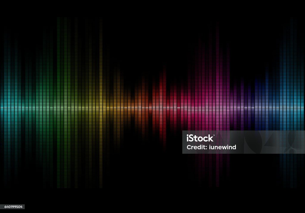 music sound waves Disco rainbow colored music sound waves for equalizer or waveform design, vector illustration of musical pulse Sound Mixer stock vector