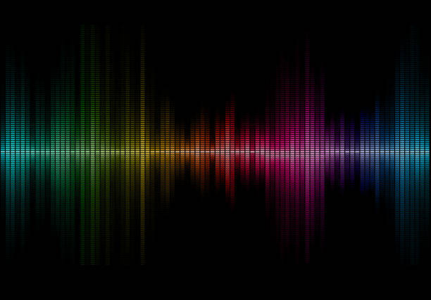 music sound waves Disco rainbow colored music sound waves for equalizer or waveform design, vector illustration of musical pulse synthpop stock illustrations