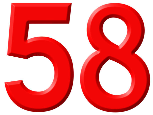 istock Numeral 58, fifty eight, isolated on white background, 3d render 640200082