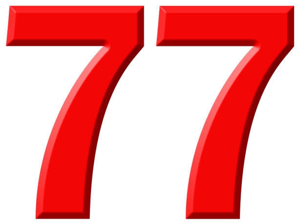 istock Numeral 77, seventy seven, isolated on white background, 3d rend 640200628