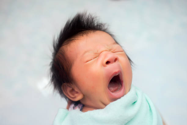 Closeup yawning baby