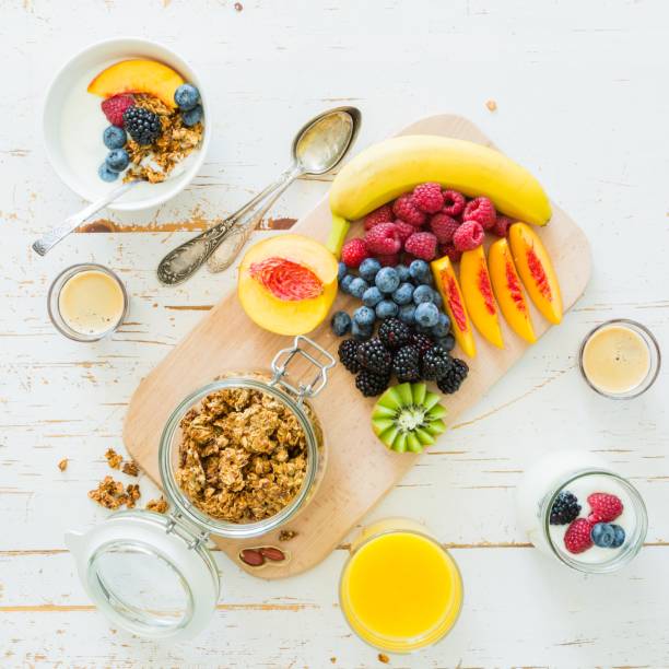 istock Breakfast with fresh fruits and berries 640201834