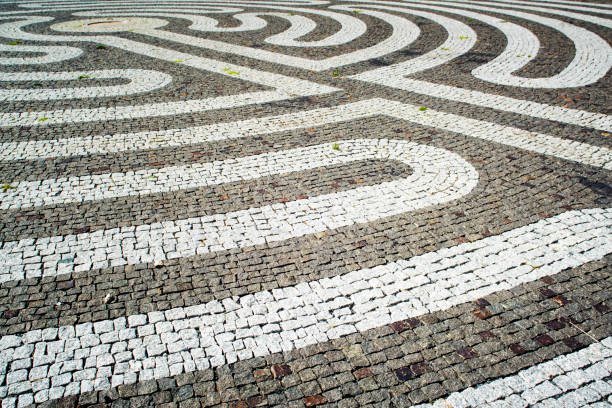 istock Old stone pavement as a background, top view, horizontal 640202602