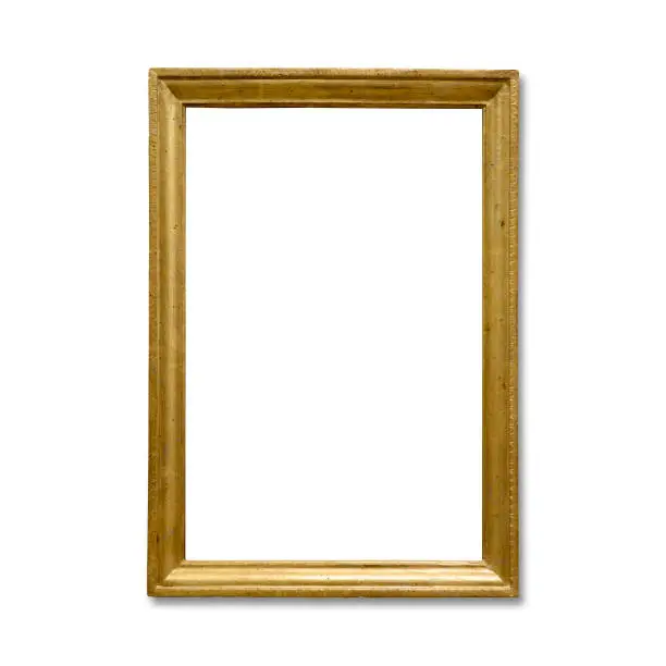 Photo of Golden vintage frame isolated on white background (Clipping Path)