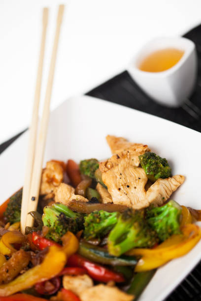 istock Asian plate with chicken and vegetables 640203616