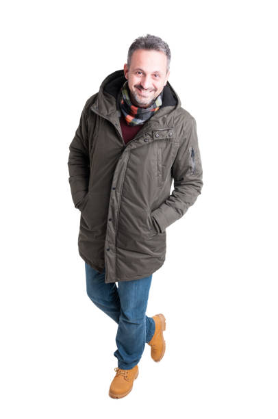 istock Man posing walking in winter casual clothes 640205288