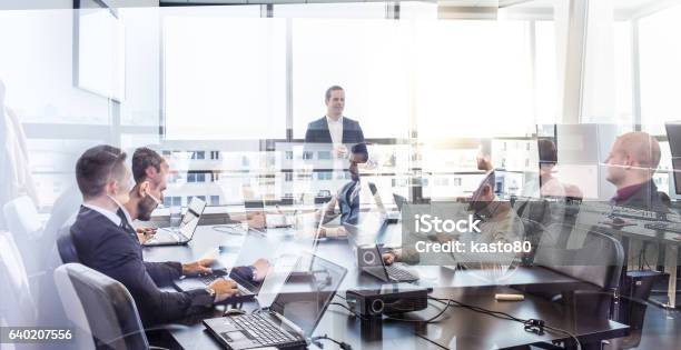 Corporate Business Team Office Meeting Stock Photo - Download Image Now - Glass - Material, Office, Business Meeting