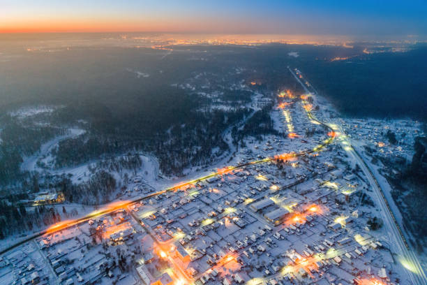istock Aerial Rural Landscape At Night 640208010