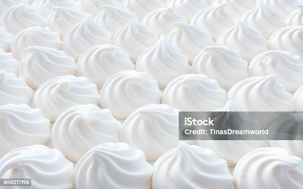 White Mini Meringue Swirls Stock Photo - Download Image Now - Baked, Baked Pastry Item, Bakery