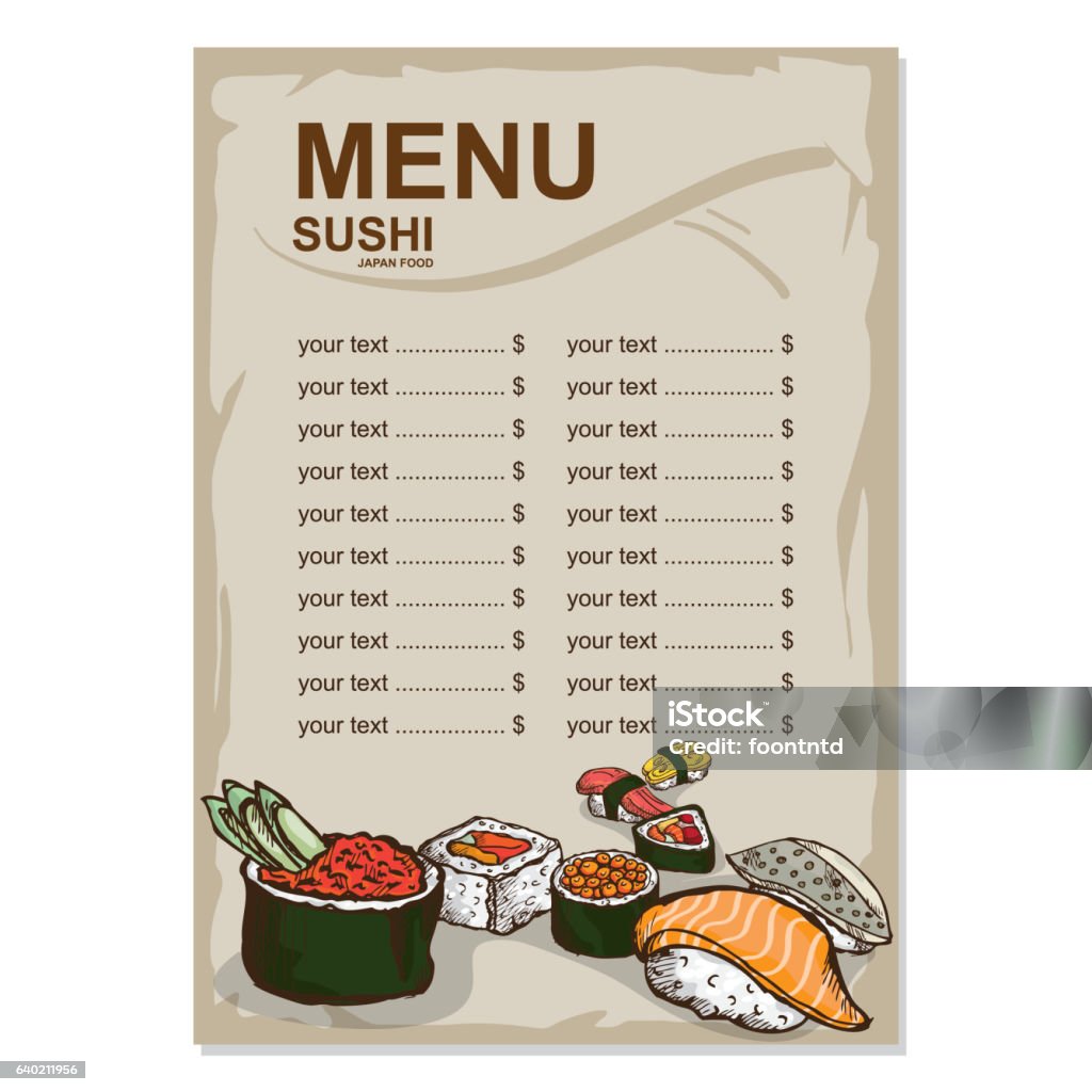 Menu Nhật Bản Vẽ Đồ Họa Thiết Kế Mẫu Hình minh họa Sẵn có - Tải ...
