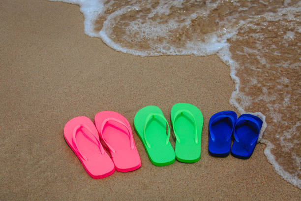 istock family on beach concept - flip flops at sea 640212944