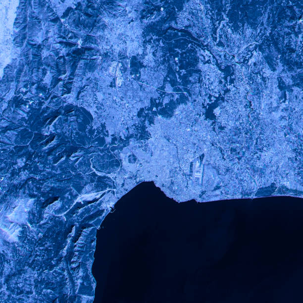 istock Antalya Abstract City Map Satellite Image Blue 640213536