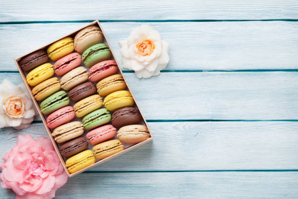 istock Colorful macaroons in a box 640213704