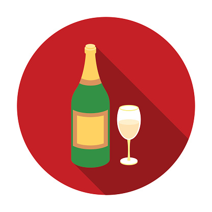 Champagne icon in flat style isolated on white background. Alcoh