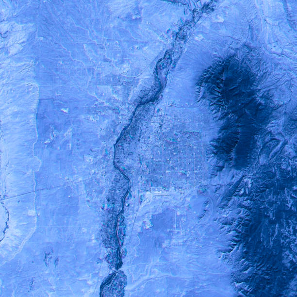 istock Albuquerque Abstract City Map Satellite Image Blue 640216178