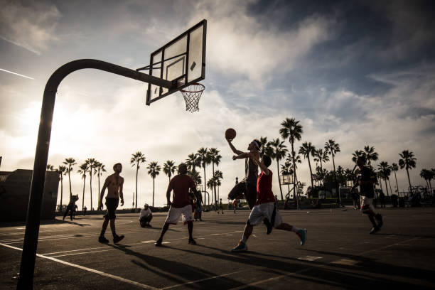 Los Angeles, United States - October 22, 2016: Public basketball games at Venice Beach Recreation Center in Los Angeles, California, USA