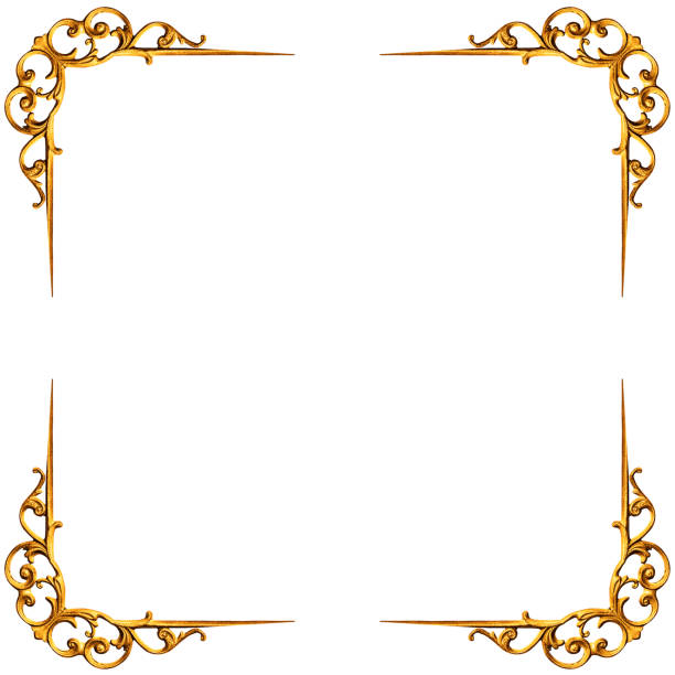 złota rama z elementami z rzeźbionego - picture frame frame gold ornate zdjęcia i obrazy z banku zdjęć