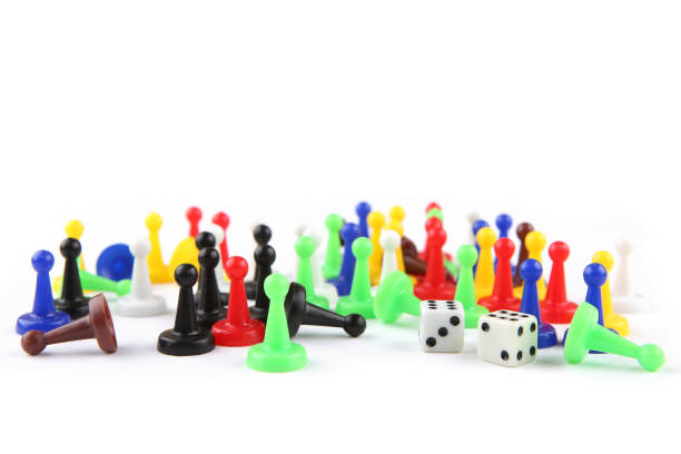 istock Colorful play figures and dices with double six. 640220648