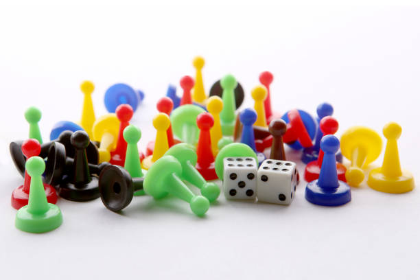 istock Colorful play figures and dices with double six. 640220698