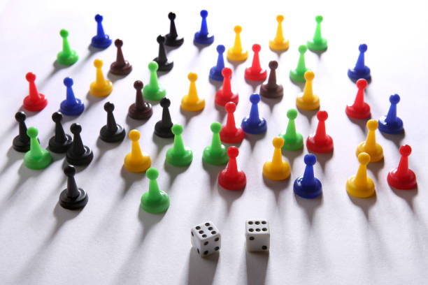 istock Colorful play figures and dices with double six. 640220758