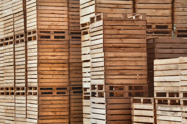 background boxes on pallets stock photo