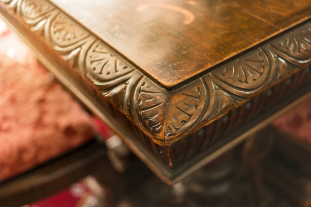 istock Corner of old wooden table. 640221116