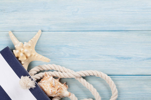 istock Beach accessories on wooden background 640221172
