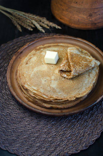 istock Traditional wheat pancakes with butter Pancake Day 640221788