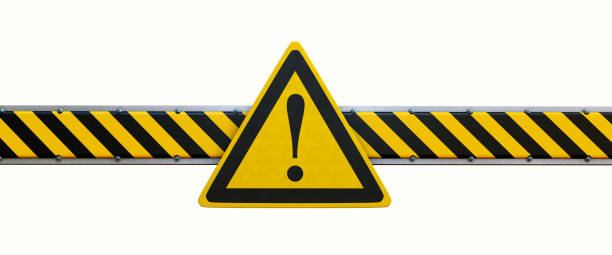 Simple Security Barrier With Warning Sign Isolated On White