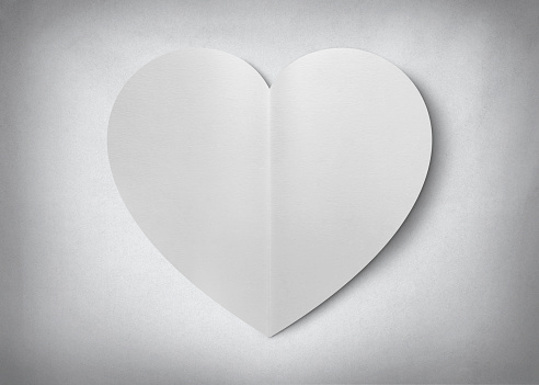 White heart isolate card on white paper for valentine's day for valentine's day with clipping path