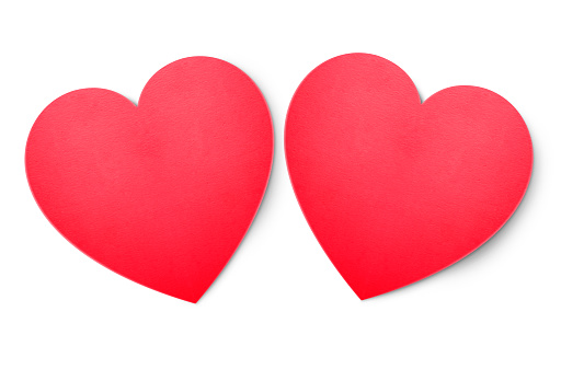 Two Hearts on white background with clipping path