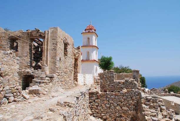 Agia Zoni church, Tilos stock photo