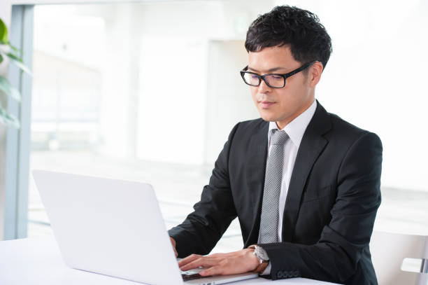 istock Businessman who works on a laptop computer 640228782