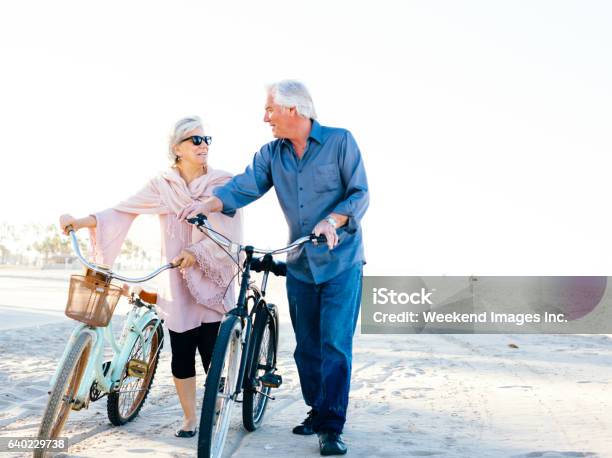 Great Vacation For Senior People Stock Photo - Download Image Now - Cycling, Senior Couple, Bicycle