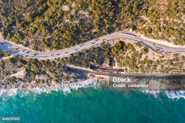 Highway Along The Sea Stock Photo - Download Image Now - Above, Blue, Bright