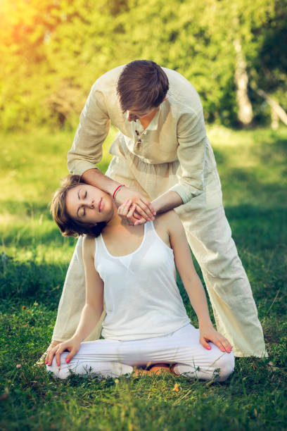 istock Thai massage with yoga exercises 640237880