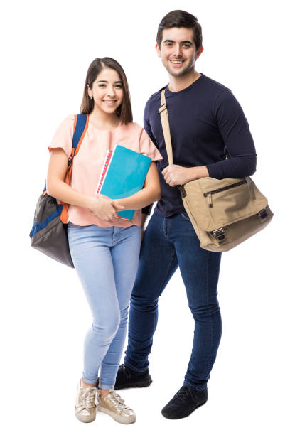 istock Cute couple studying college together 640239184