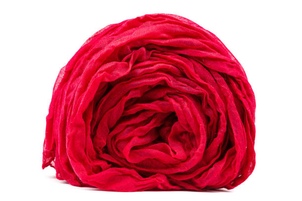 istock Red women's scarf or shawl on white background. 640240228